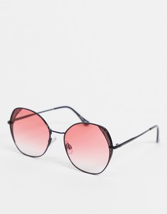 Солнцезащитные очки в стиле oversized в черной оправе неправильной круглой формы с розовыми линзами и черной отделкой Jeepers Peepers-Черный