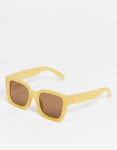 Квадратные солнцезащитные женские очки в стиле oversized в желтой оправе Jeepers Peepers-Желтый
