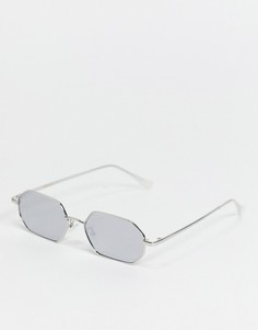 Серебристые шестиугольные зеркальные солнцезащитные очки в стиле унисекс Jeepers Peepers-Черный цвет