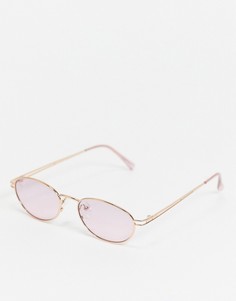 Женские круглые солнцезащитные очки в розовой металлической оправе Jeepers Peepers-Розовый цвет