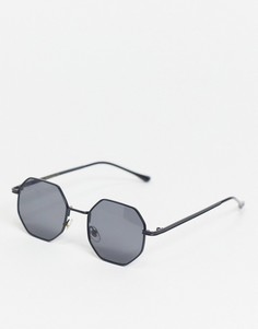Черные солнцезащитные очки в шестиугольной оправе в стиле унисекс Jeepers Peepers-Черный цвет