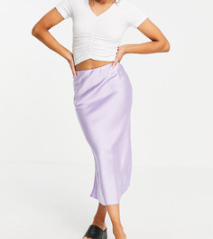 Сиреневая атласная юбка миди косого кроя в стиле комбинации ASOS DESIGN Petite-Фиолетовый цвет