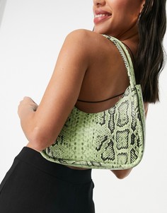 Зеленая сумка на плечо из искусственной змеиной кожи Monki Ebbis-Зеленый цвет