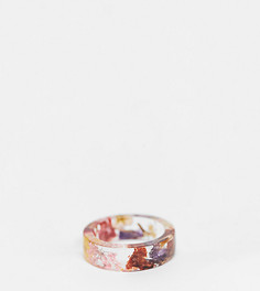 Кольцо из прозрачной эпоксидной смолы с ярким цветочным узором ASOS DESIGN Curve-Многоцветный