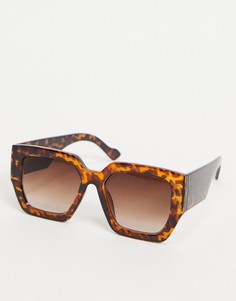 Oversized солнцезащитные очки в квадратной черепаховой оправе Stradivarius-Черный