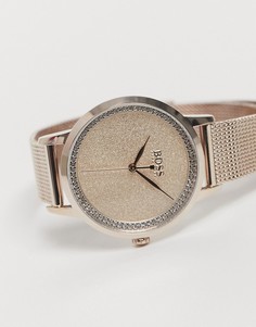 Женские часы с сетчатым ремешком и браслетом цвета розового золота Boss-Золотистый