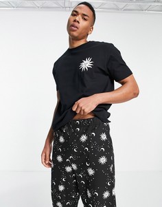 Пижамный комплект для дома с футболкой и брюками черного цвета с принтом звездного неба ASOS DESIGN-Черный цвет