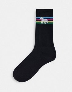Черные спортивные носки с полосками и логотипом-зеброй PS Paul Smith-Черный