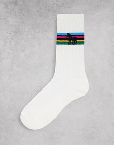 Белые носки с полосками и логотипом-зеброй PS Paul Smith-Белый