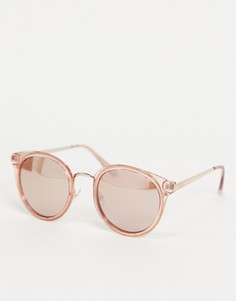Солнцезащитные очки с круглыми стеклами в прозрачной розовой оправе Lipsy-Розовый цвет