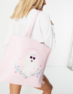 Розовая сумка-тоут с пуделем Skinnydip Louis-Розовый цвет