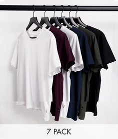 Набор из 7 футболок разных цветов Burton Menswear-Многоцветный