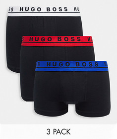 3 пары боксеров-брифов черного цвета с контрастным поясом BOSS Bodywear-Черный цвет