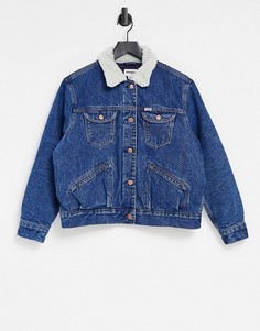 Синяя джинсовая куртка с отделкой из искусственного меха Wrangler-Голубой
