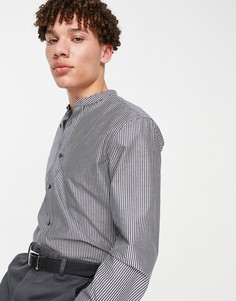 Поплиновая полосатая рубашка узкого кроя в винтажном стиле French Connection-Темно-синий