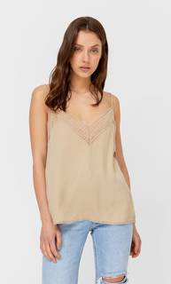 Stradivarius Топ В Бельевом Стиле Цвет Камня Xs