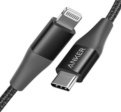 Кабель Anker PowerLine+ II, USB-C - Lightning, 90 см Black (A8652H11)