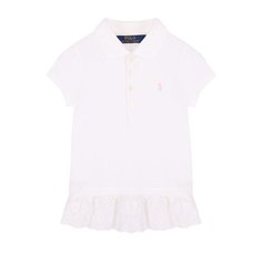 Хлопковое поло с кружевной баской Polo Ralph Lauren
