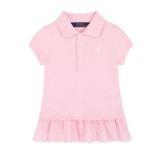 Хлопковое поло с кружевной баской Polo Ralph Lauren