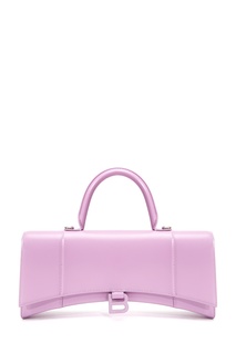 Кожаная сиреневая сумка Hourglass Stretched Balenciaga