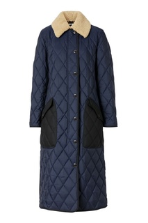 Темно-синее стеганое пальто Burberry