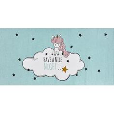 Коврик прикроватный хлопок «Облачный единорог» 60x120 см, цвет бирюзовый