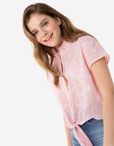 Розовая рубашка с завязками для девочки Gloria Jeans