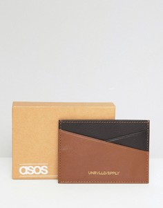 Коричневый кожаный кошелек для карт ASOS DESIGN