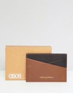Коричневый кожаный кошелек для карт ASOS DESIGN