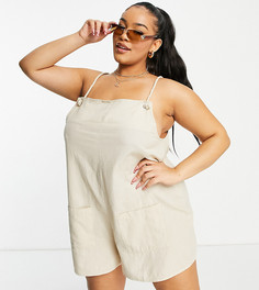Светло-бежевый ромпер с веревочными лямками и карманами ASOS DESIGN Curve-Нейтральный