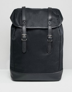 Черный рюкзак с ремешками из искусственной кожи ASOS DESIGN