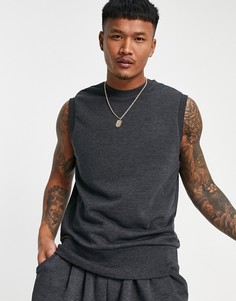 Черный трикотажный жилет меланжевого оттенка в стиле oversized от комплекта ASOS DESIGN
