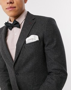 Черный атласный галстук-бабочка и белый платок для нагрудного кармана ASOS DESIGN Wedding-Черный цвет