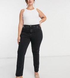 Черные расклешенные джинсы стрейч с завышенной талией в стиле 70-х ASOS DESIGN Curve-Черный