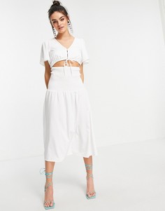 Белое платье миди с заниженной талией Fashion Union-Белый