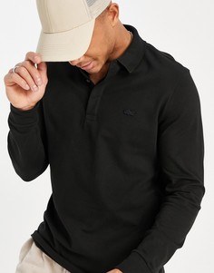 Черный узкий лонгслив-поло из пике Lacoste-Черный цвет