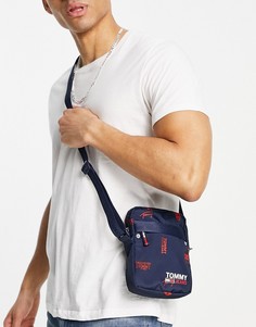 Темно-синяя сумка через плечо для полетов со сплошным принтом логотипа Tommy Jeans-Темно-синий