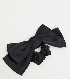 Эксклюзивная резинка для волос с большим атласным бантом черного цвета My Accessories London-Черный цвет