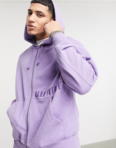 Фиолетовый выбеленный худи на молнии в стиле oversized (от комплекта) ASOS Dark Future-Фиолетовый цвет
