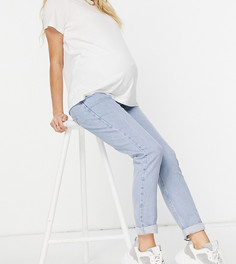 Голубые джинсы в винтажном стиле с эластичной вставкой для животика New Look Maternity-Голубой