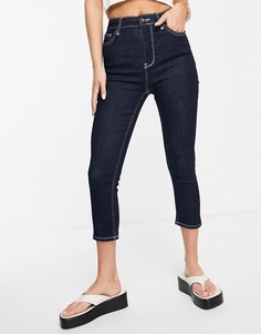 Джинсы прямого кроя из необработанного денима цвета индиго River Island-Синий