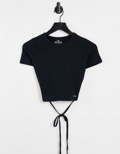 Черная футболка с короткими рукавами и бретельками Hollister-Черный
