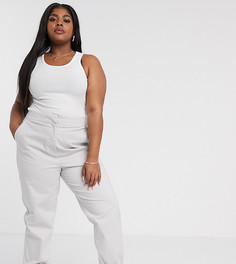Серые чиносы с завышенной талией и манжетами по низу ASOS DESIGN Curve-Серый
