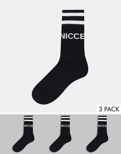 3 пары черных носков с логотипом Nicce-Черный