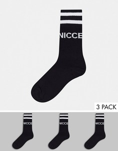 3 пары черных носков с логотипом Nicce-Черный