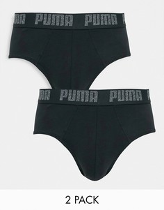 Набор из 2 черных трусов с логотипом на поясе Puma-Черный
