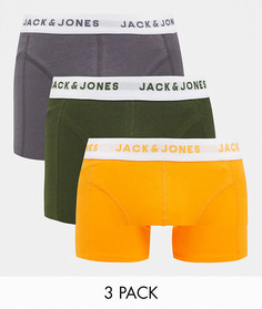 Набор из 3 пар боксеров-брифов цвета хаки, желтого и серого цвета Jack & Jones-Многоцветный