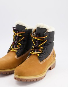 Ботинки высотой 6 дюймов с подкладкой из меха черного и пшеничного цвета Timberland-Коричневый