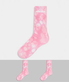 Набор из 2 пар розовых носков с принтом тай-дай ellesse – эксклюзивно для ASOS-Розовый цвет