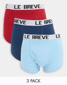 Набор из 3 боксеров-брифов красного и голубого цветов Le Breve-Многоцветный